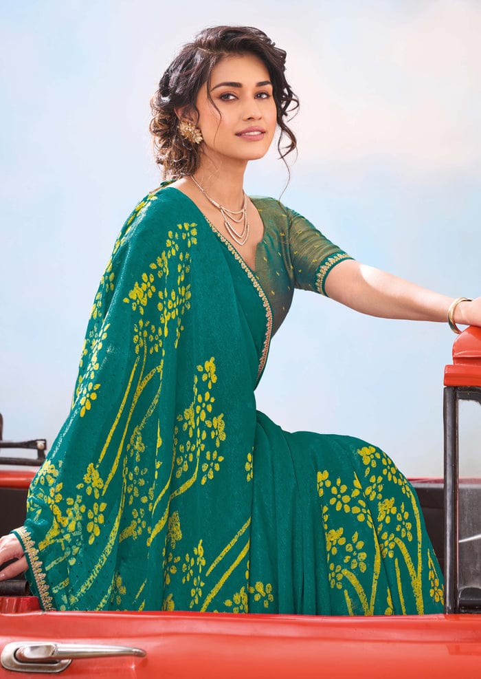 Women's Premium Chiffon Printed Saree – Elegant Floral Designer Ethnic Wear - View 2