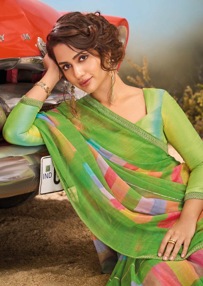 Women's Premium Chiffon Printed Saree – Multicolor Designer Ethnic Wear - View 2