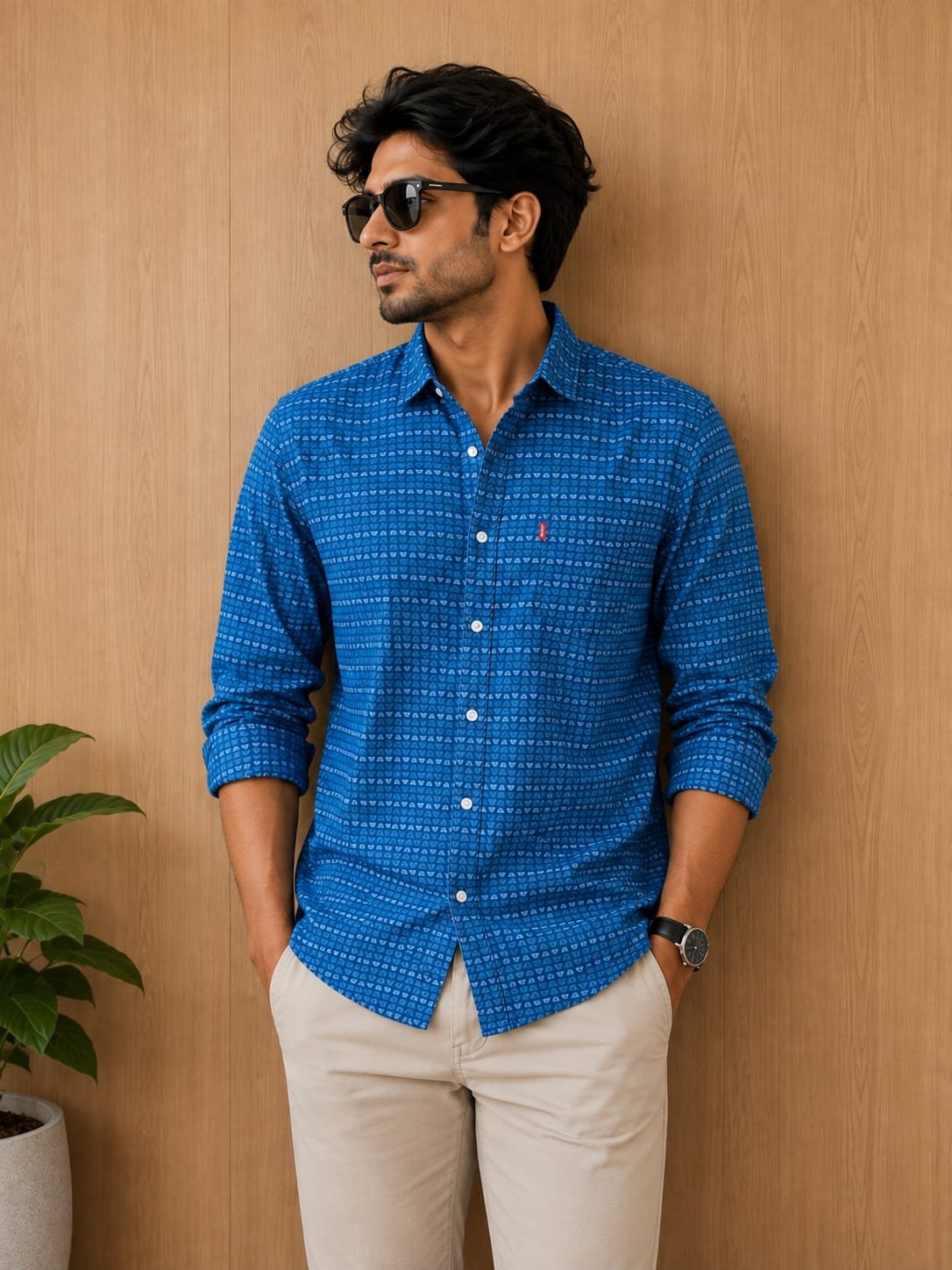 Levi's Men's Blue Printed Pure Cotton Casual Shirt - View 2
