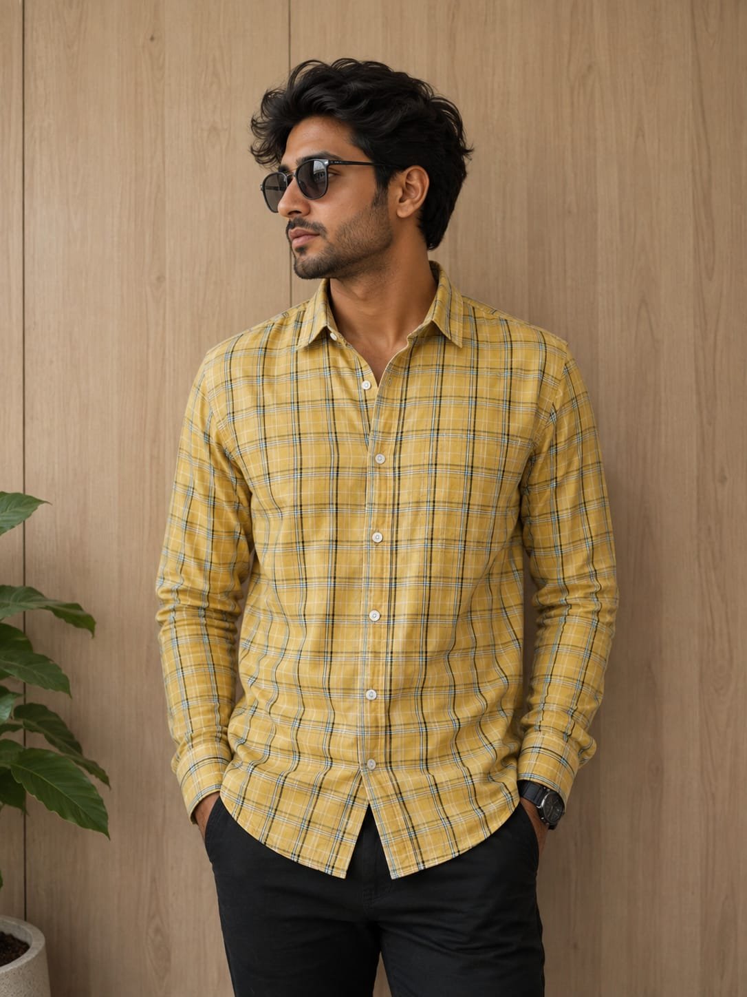 Levi's Men's Mustard Checked Pure Cotton Casual Shirt - View 2
