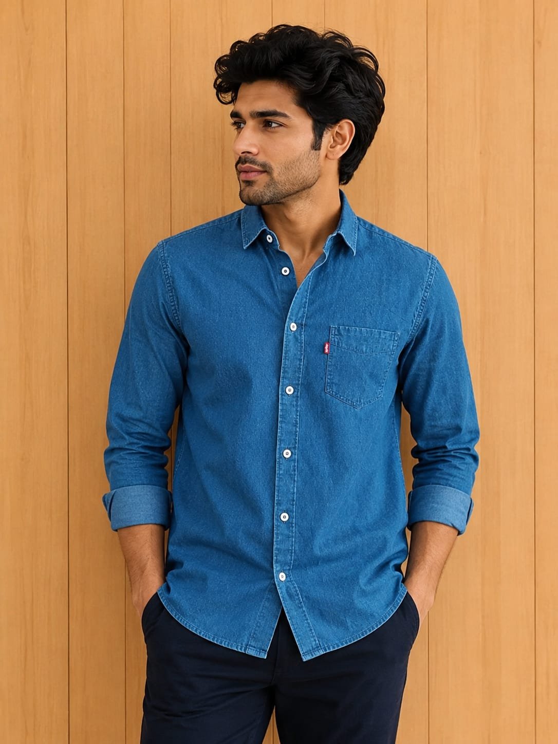 Levi's Men's Classic Blue Denim Shirt - View 2