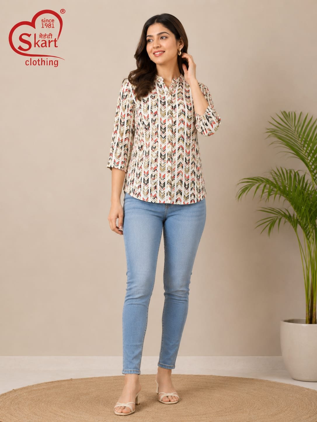 Elegant Printed Women’s Casual Top - View 2