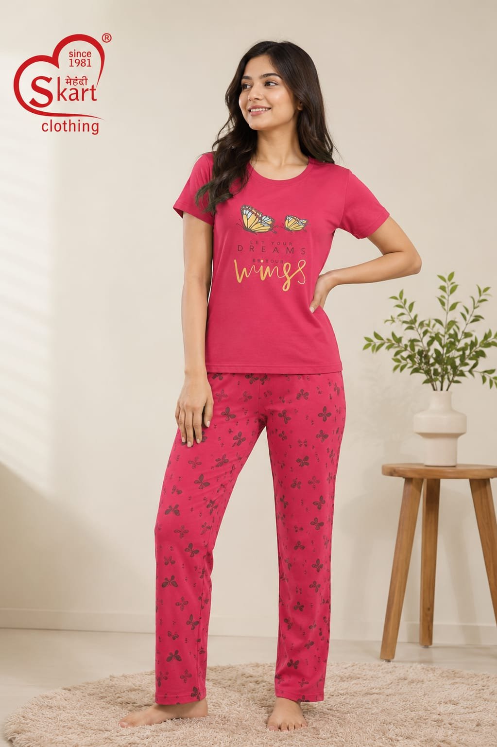 Pink Printed Women’s Night Suit - View 2