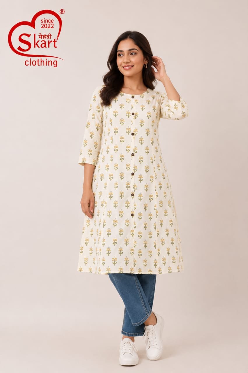 Women’s Printed Button-Front Kurti – Elegant Casual Wear - View 2