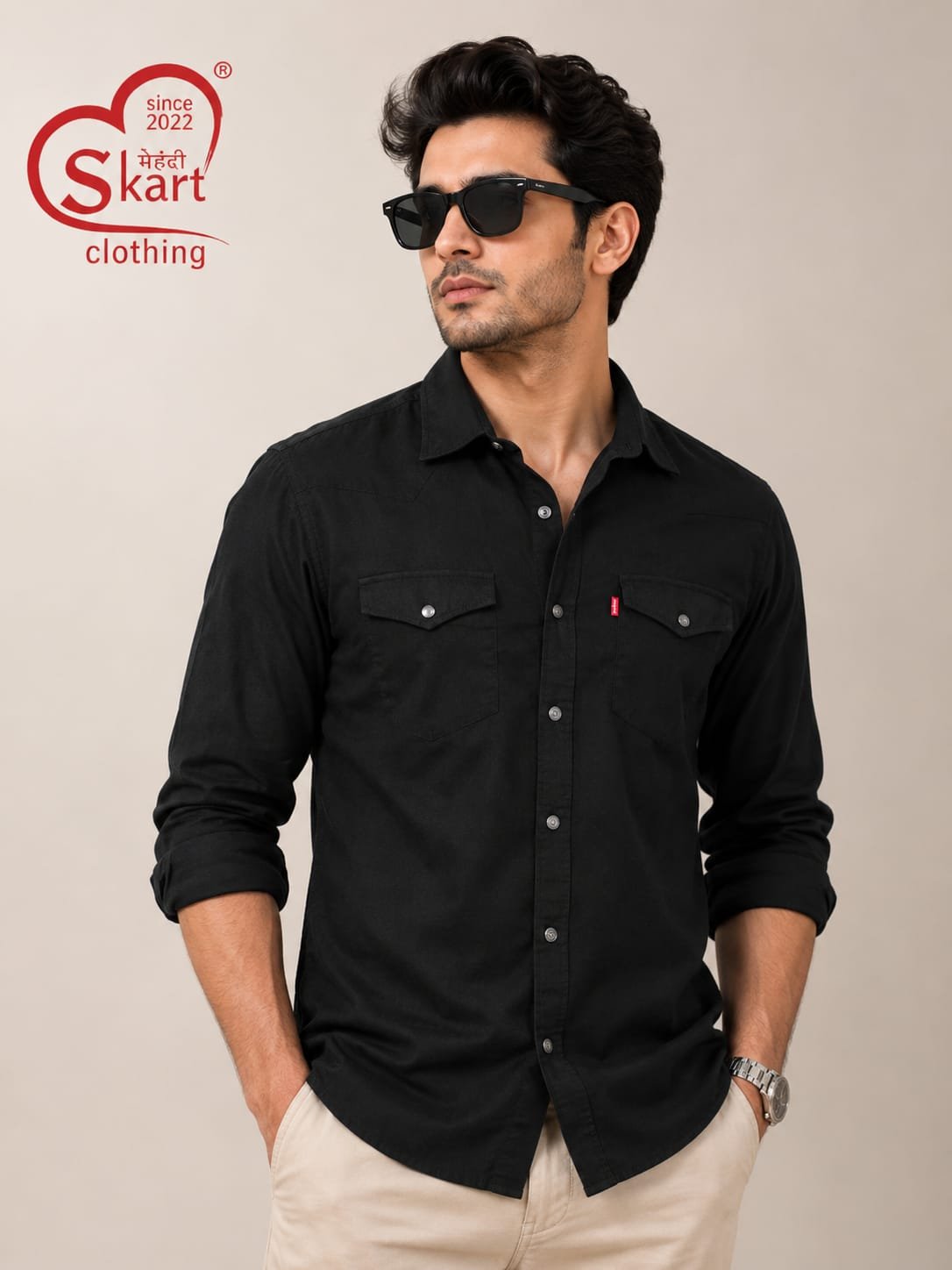 Levi's Men Classic Black Full-Sleeve Casual Shirt - View 2