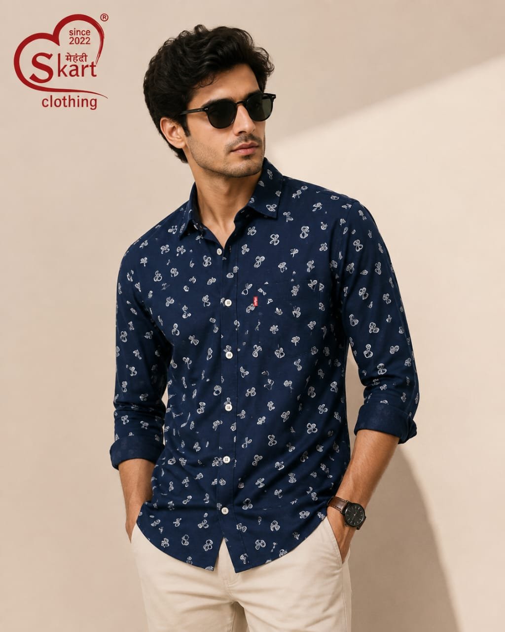 Levi's Men Navy Blue Printed Casual Shirt - View 2