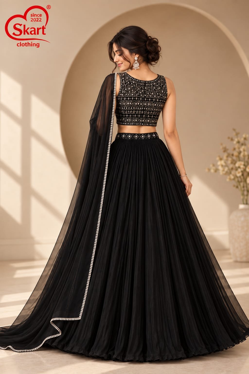Crop top black Lahenga - View 2