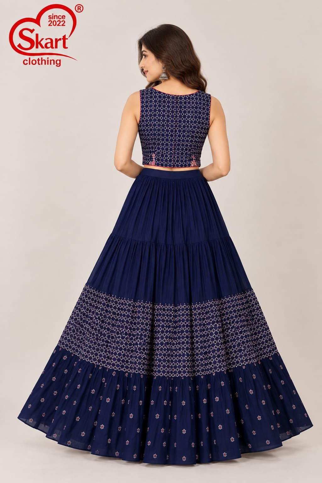 Women's Embroidered Crop Top Skirt Set – Designer Festive & Party Wear - View 2