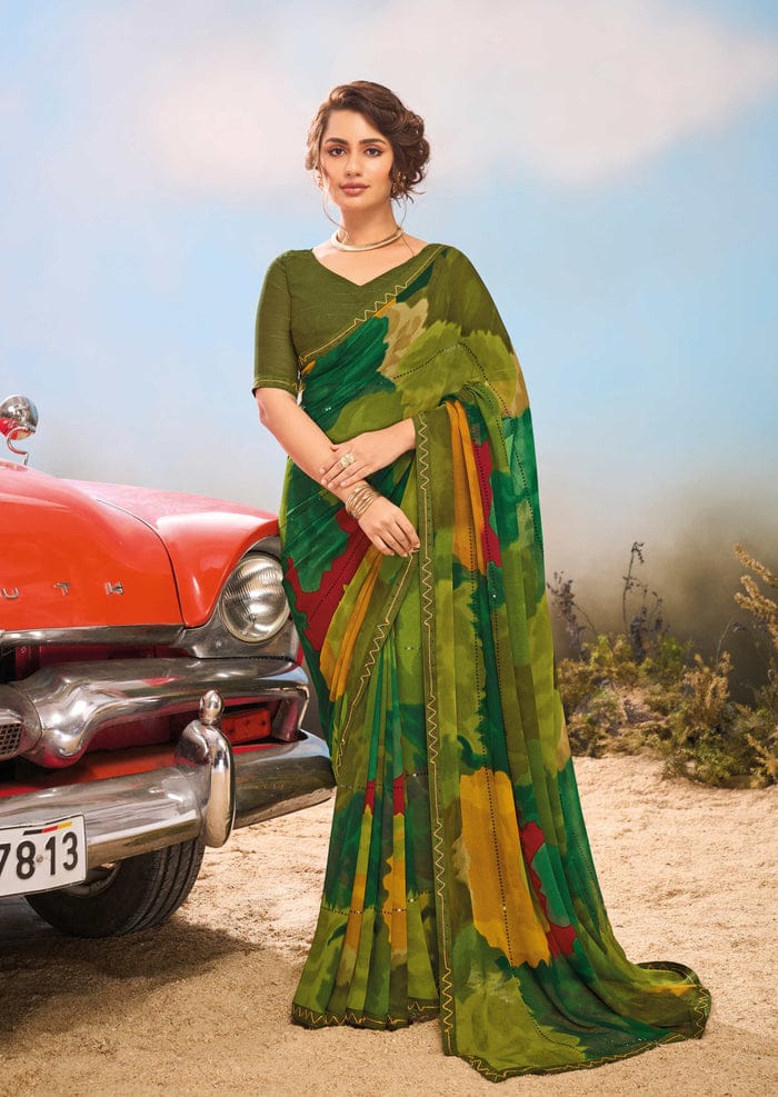 Women's Premium Chiffon Printed Saree – Elegant Designer Ethnic Wear