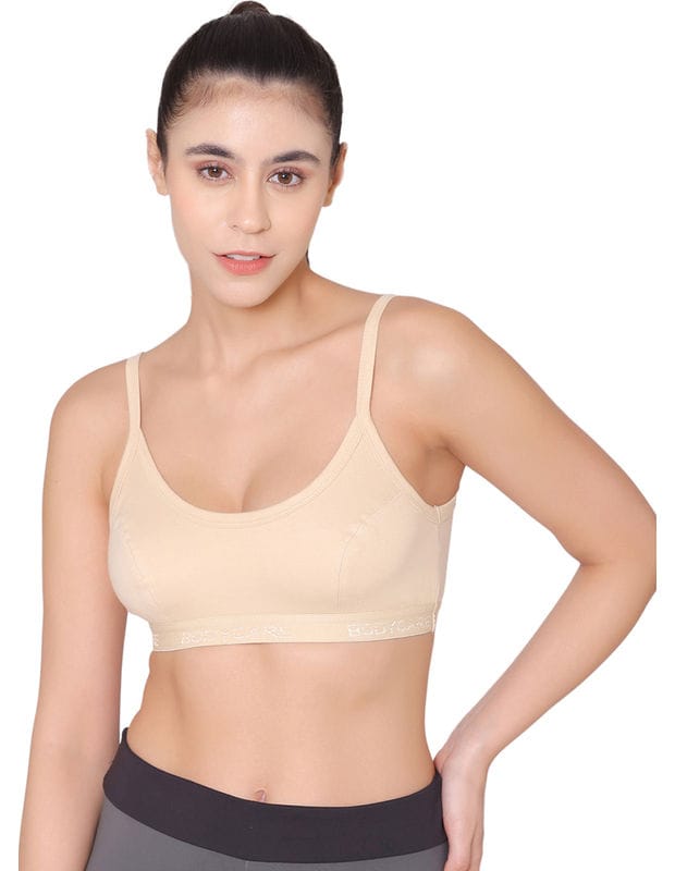 Bodycare 1604 Women's Cotton Camisole Sports Bra – Wire-Free Adjustable Strap Bra