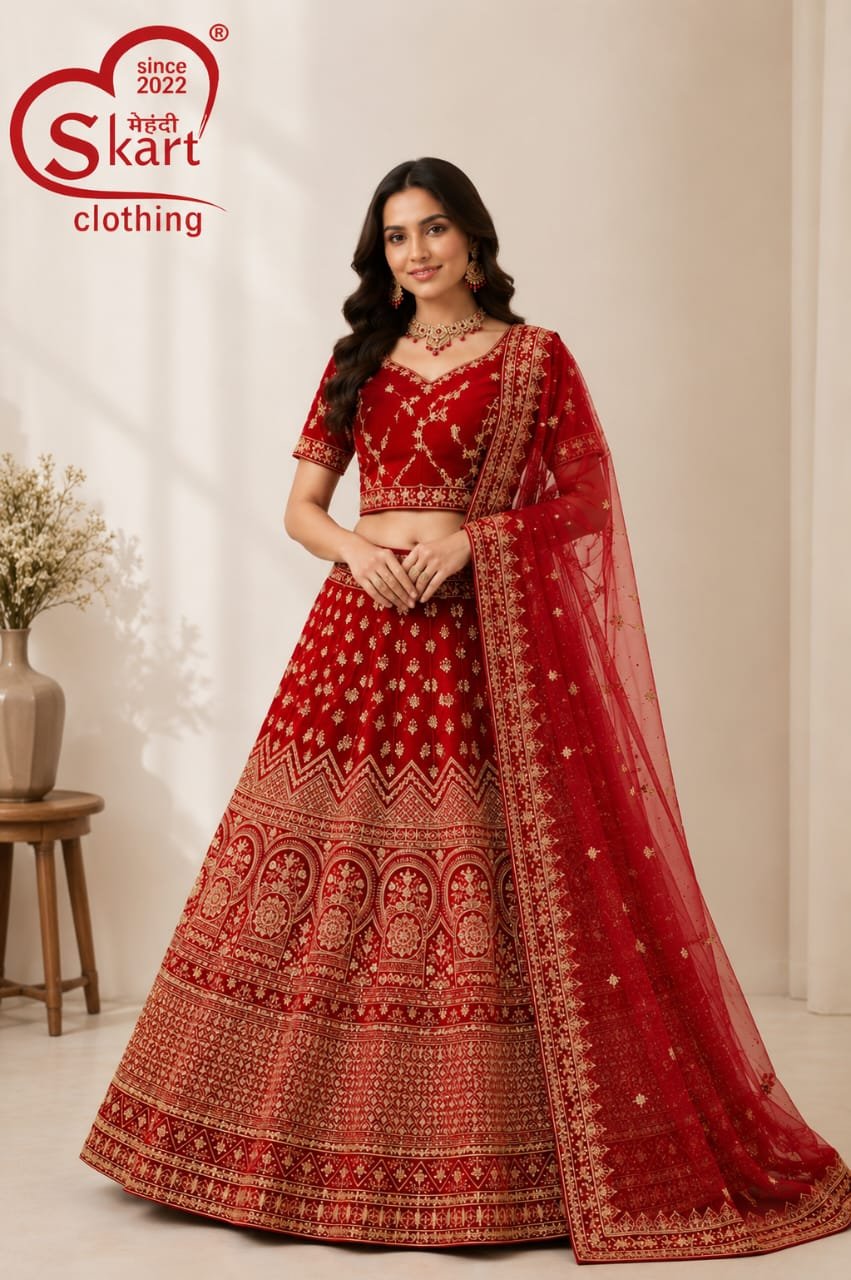 Red Printed Ethnic Lehenga Choli Set with Designer Dupatta