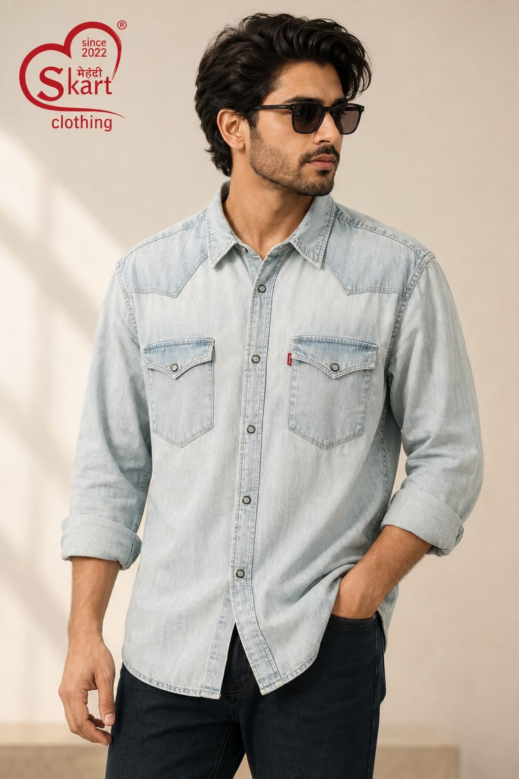 Levi's Men Light Blue Denim Casual Shirt