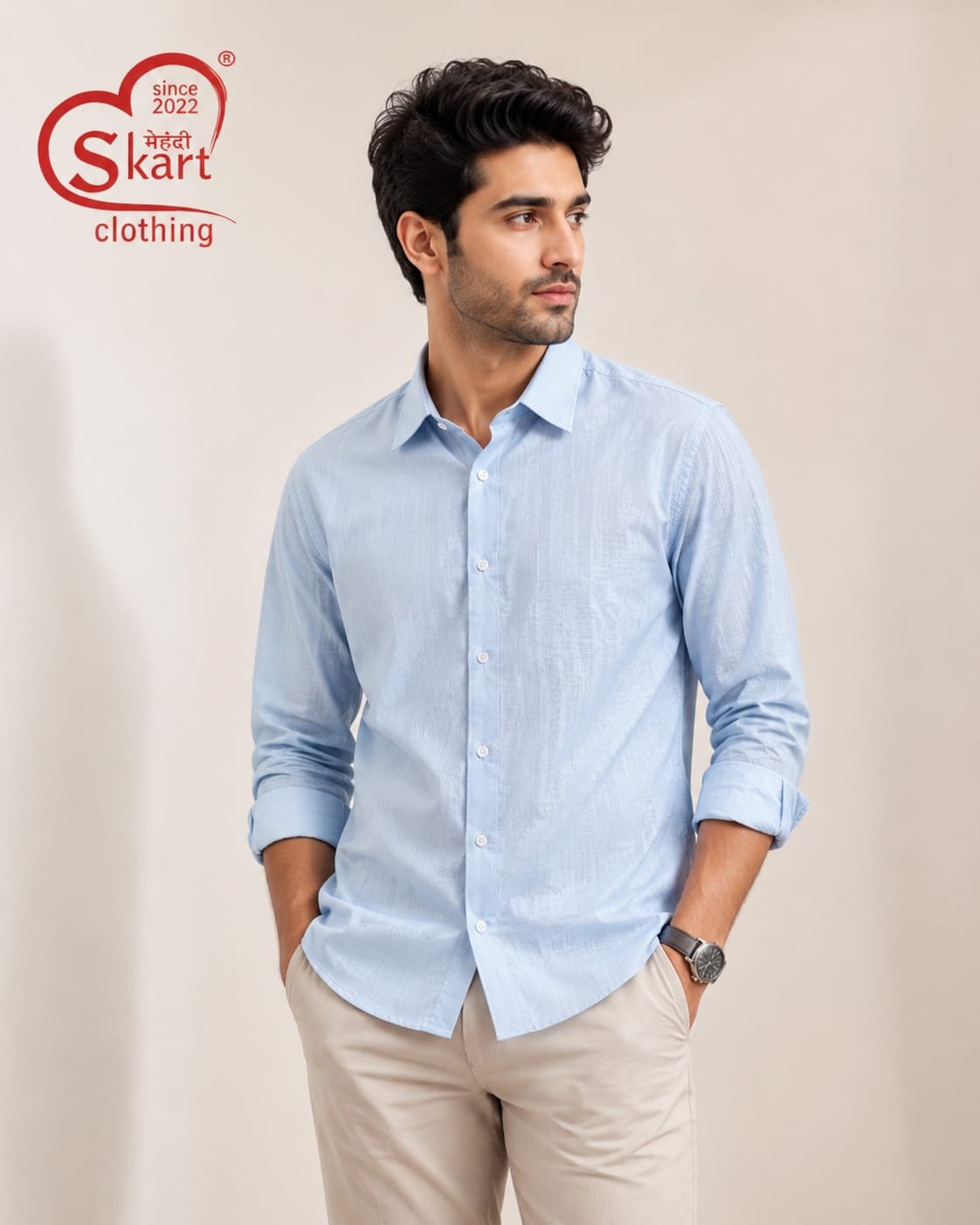 Levi's Men Light Blue Solid Casual Full Sleeve Shirt