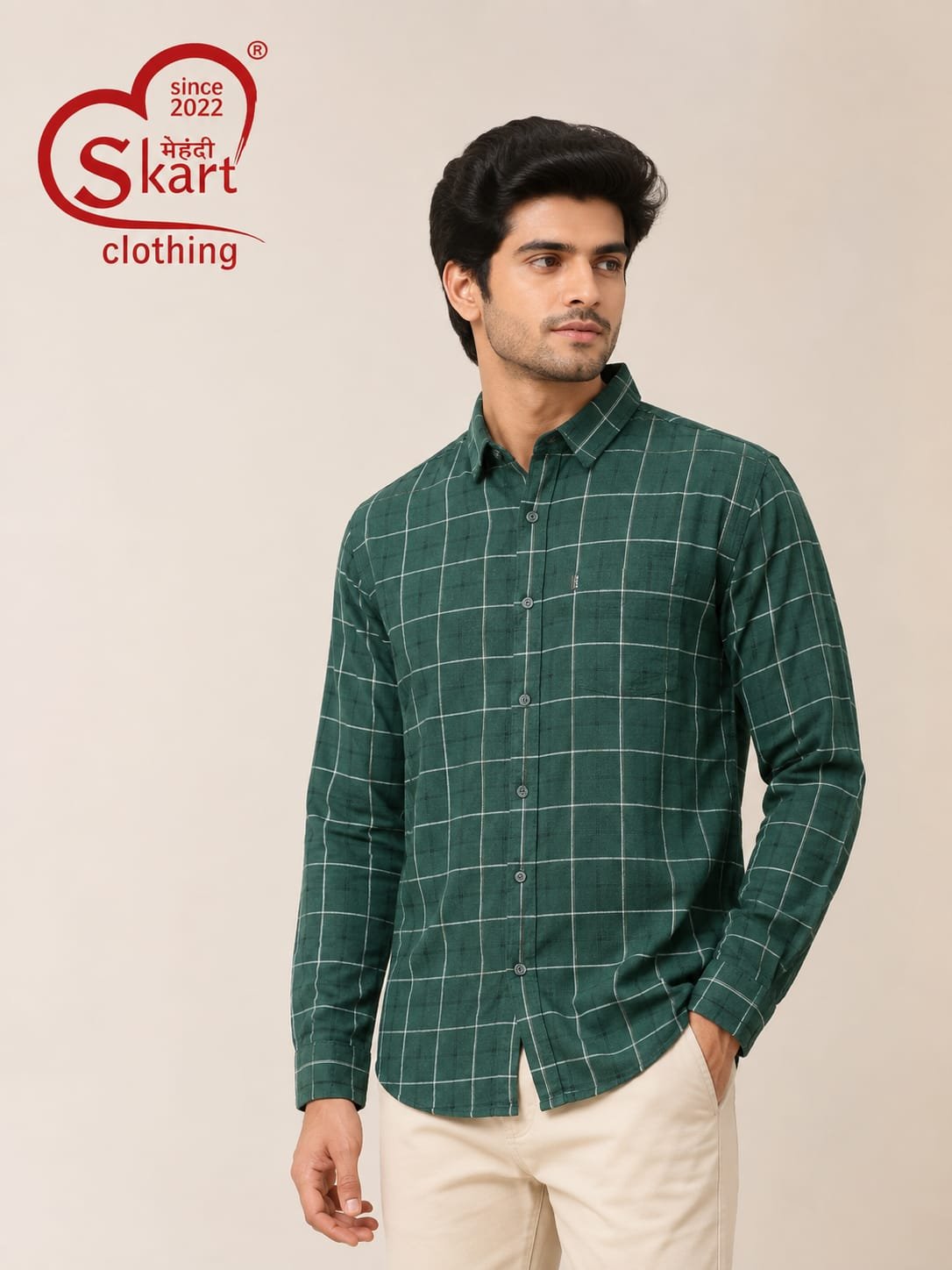 Levi's Men Green Checked Full-Sleeve Casual Shirt