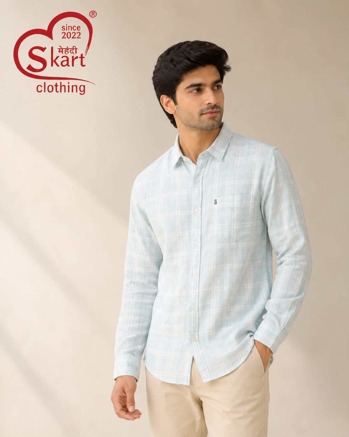Levi's Men Light Blue Checked Full-Sleeve Casual Shirt