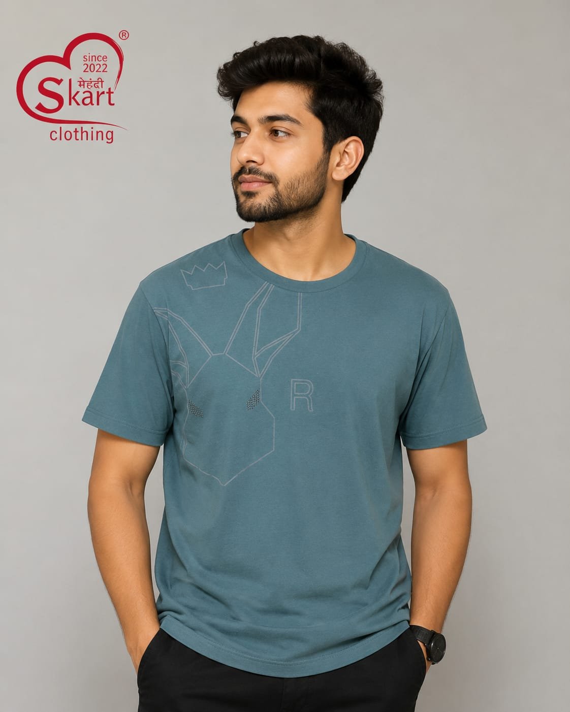 Rare Rabbit Stylish Graphic Print Crew Neck T-Shirt