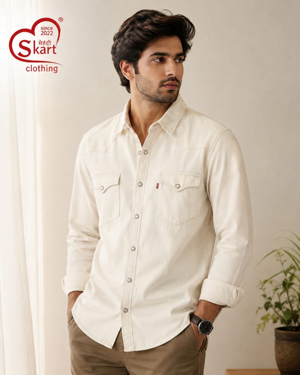 Levi's Men Solid Off-White Casual Shirt