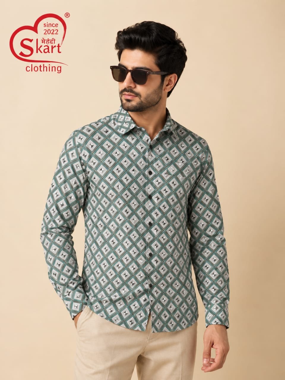 Rare Rabbit Men Geometric Printed Full Sleeve Casual Shirt