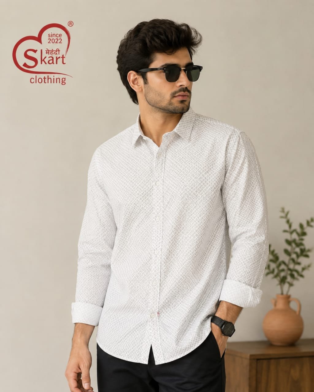 Levi's Men White Printed Full Sleeve Casual Shirt