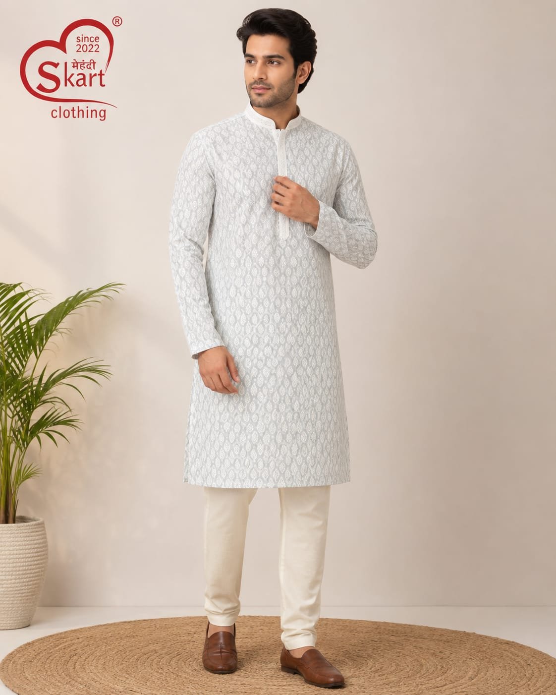 Men's White Printed Kurta – Elegant Traditional Ethnic Wear