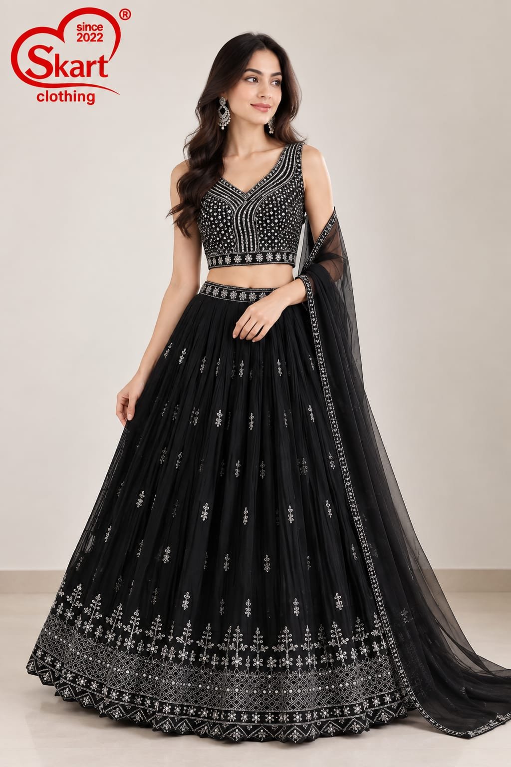 Women's Embroidered Crop Top Lehenga Set with Dupatta – Premium Wedding & Festive Wear